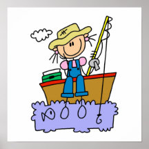 Stick Figure Girl Fishing Poster