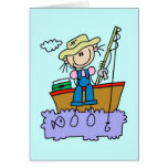 Stick Figure Girl Fishing T-shirts and Gifts Cards