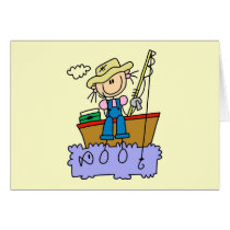 Stick Figure Girl Fishing T-shirts and Gifts Greeting Card