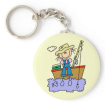 Stick Figure Girl Fishing T-shirts and Gifts Key Chain