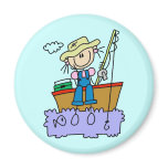Stick Figure Girl Fishing T-shirts and Gifts magnets