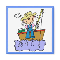 Stick Figure Girl Fishing T-shirts and Gifts Refrigerator Magnets