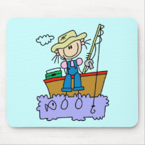 Stick Figure Girl Fishing T-shirts and Gifts Mouse Pads