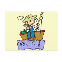 Stick Figure Girl Fishing T-shirts and Gifts Post Card