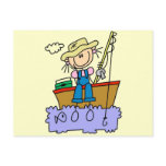 Stick Figure Girl Fishing T-shirts and Gifts postcards