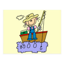 Stick Figure Girl Fishing T-shirts and Gifts Post Card