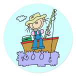 Stick Figure Girl Fishing T-shirts and Gifts Sticker