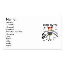 Stick Figure Girl Flute Player Tshirts and Gifts Business Card