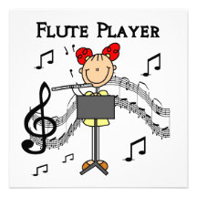 Stick Figure Girl Flute Player Tshirts and Gifts Personalized Invitations
