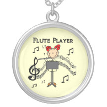 Stick Figure Girl Flute Player Tshirts and Gifts Custom Necklace