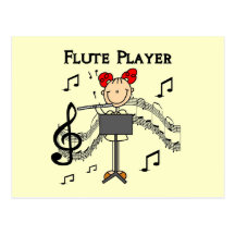 Stick Figure Girl Flute Player Tshirts and Gifts Post Cards