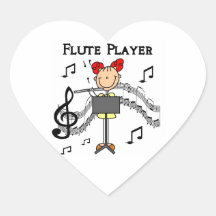 Stick Figure Girl Flute Player Tshirts and Gifts Heart Stickers