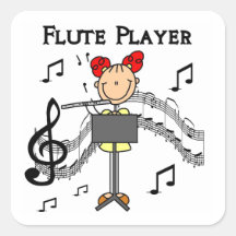 Stick Figure Girl Flute Player Tshirts and Gifts Sticker