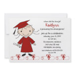 Stick Figure Girl Graduation Invitation
