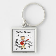 Stick Figure Girl Guitar Player T-shirts and Gifts Keychains
