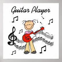 Stick Figure Girl Guitar Player T-shirts and Gifts Print