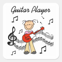 Stick Figure Girl Guitar Player T-shirts and Gifts Sticker