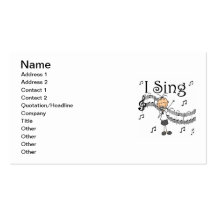 Stick Figure Girl I Sing T-shirts and Gifts Business Cards