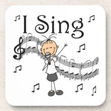 Stick Figure Girl I Sing T-shirts and Gifts Coasters
