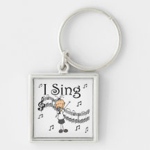 Stick Figure Girl I Sing T-shirts and Gifts Key Chains