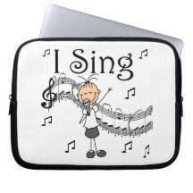 Stick Figure Girl I Sing T-shirts and Gifts Computer Sleeve