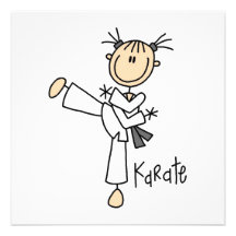 Stick Figure Girl Karate T-shirts and Gifts Personalized Invite