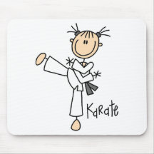 Stick Figure Girl Karate T-shirts and Gifts Mouse Pads