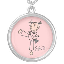 Stick Figure Girl Karate T-shirts and Gifts Custom Jewelry