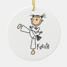 Stick Figure Girl Karate T-shirts and Gifts Christmas Ornament