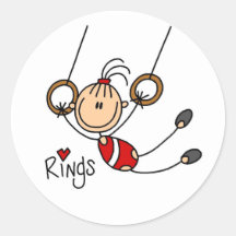 Stick figure girl on Rings Tshirts and Gifts Stickers