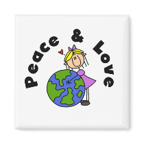 Stick Figure Girl Peace and Love T-shirts and Gift magnets