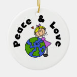 Stick Figure Girl Peace and Love T-shirts and Gift Christmas Ornaments