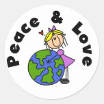 Stick Figure Girl Peace and Love T-shirts and Gift Sticker