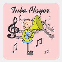 Stick Figure Girl Tuba Player T-shirts and GIfts Stickers