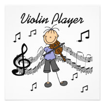 Stick Figure Girl Violin Player T-shirts and Gifts Personalized Invite