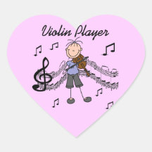 Stick Figure Girl Violin Player T-shirts and Gifts Heart Sticker