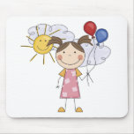Stick Figure Girl with Balloons T-shirts and Gifts Mouse Mats