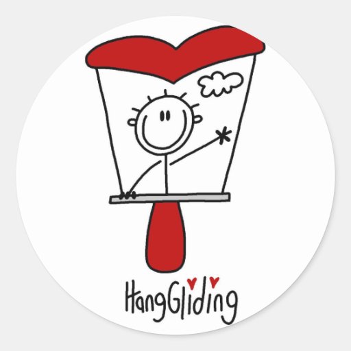 Stick Figure  Hang Gliding Tshirts and Gifts Round Stickers