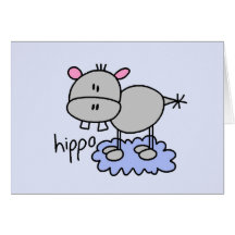 Stick Figure Hippo T-shirts and Gifts Greeting Card