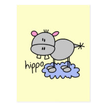 Stick Figure Hippo T-shirts and Gifts Post Cards