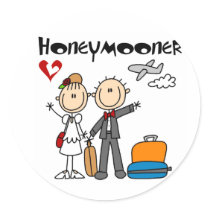 Stick Figure Honeymooner T-shirts and Gifts Round Sticker