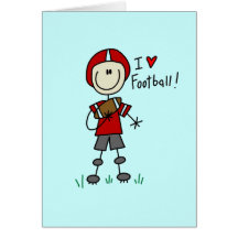 Stick Figure I Love Football T-shirts and Gifts Greeting Cards