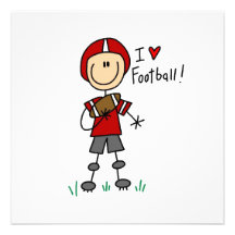 Stick Figure I Love Football T-shirts and Gifts Invitations