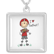 Stick Figure I Love Football T-shirts and Gifts Jewelry