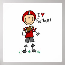 Stick Figure I Love Football T-shirts and Gifts Posters