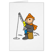 Stick Figure Ice Fishing Greeting Card