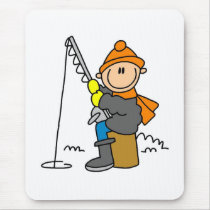 Stick Figure Ice Fishing Mouse Pads