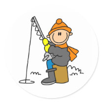 Stick Figure Ice Fishing Sticker