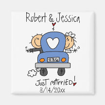 Stick Figure Just Married Fridge Magnets