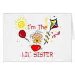 Stick Figure Little Sister Girl Greeting Card